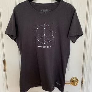Life Is Good Grey Peace Out Universe Crusher Tee Medium
